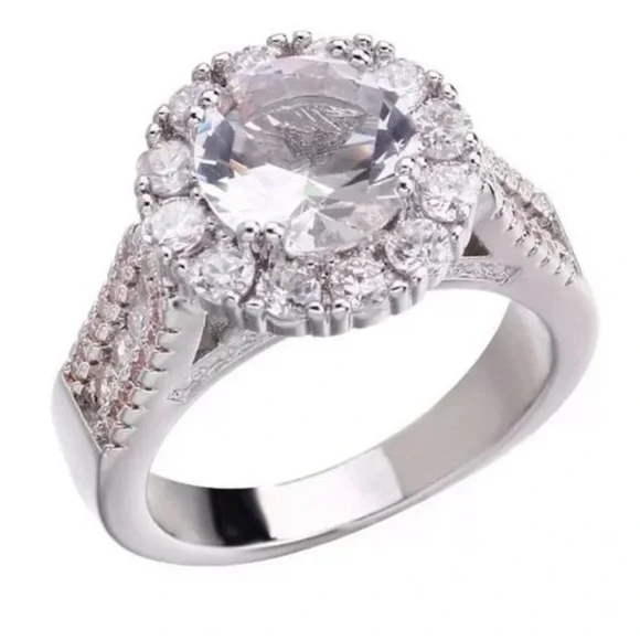 NEW LUXURY ENGAGEMENT 925STERLING SILVER DIAMOND RING